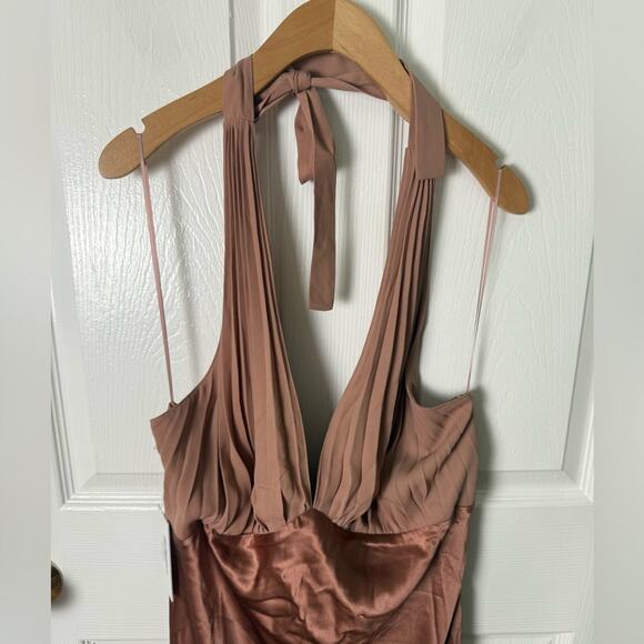 Reformation Wyn Silk Dress in Praline 12 - Picture 4 of 12
